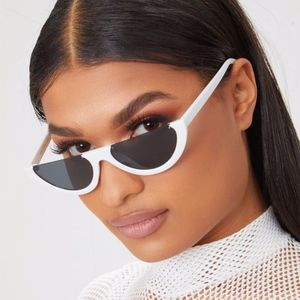 WHITE ROUNDED HALF FRAME RETRO SUNGLASSES
